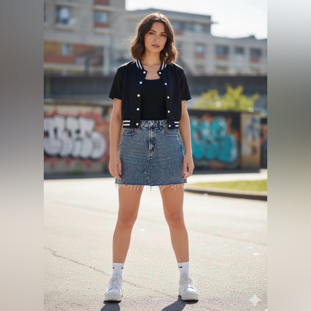 Wild Fable Blue Frayed Mini Skirt(F1)